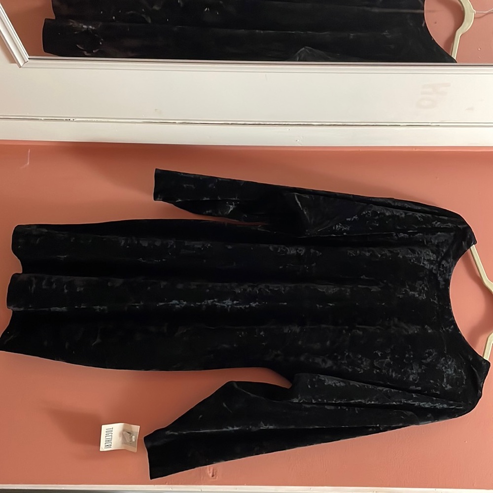 ☀️Black velvet long sleeve dress